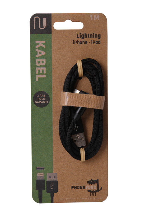 USB-A til lightning kabel 90 grader stik - 1 meter